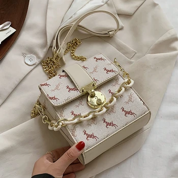 

Horse Printing Mini Tote Bag Women 2020 Chain Fashion Handbags Female Square Cellphone Crossbody Bag Hand Vintage Branded