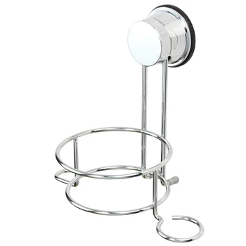 

Rack Stainless Steel Hairdryer Storage Chrome Finish Shelf Hair Dryer With Suckers ABS Holder Hanger