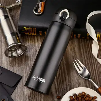 

Coffee Boy 304 Stainless Steel Thermos Mug Thermo Cup Button Cover Vacuum Thermal Bottle For Tea Women 450ml #TT01 thermocup