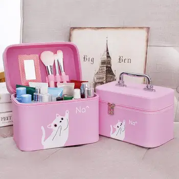 

Cosmetic Case Cute Cosmetic Bag Women Large Capacity Professional Makeup Organizer Portable Zipper Jewelry Storage Box Case