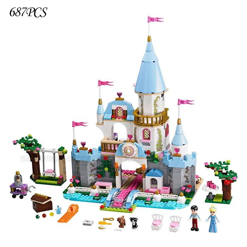 

Princess Castle Blocks Snow Queen Elsa Anna Cinderella Ariel Figure Compatible Lepining Friend Bricks Toys Model Disney Frozen