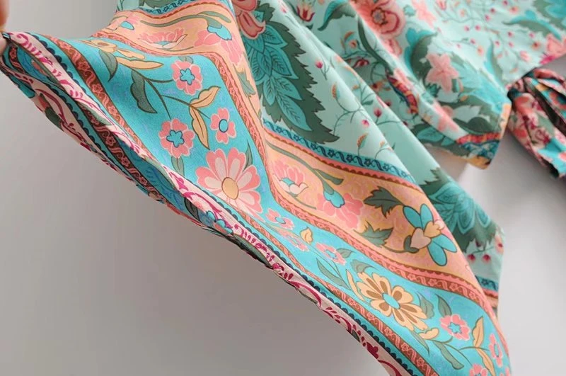 Boho шикарные Летние Короткие Топы Винтаж Павлин кимоно с цветочным принтом для женщин Мода рукав летучая мышь пляжная рубашка блузка Blusa Mujer
