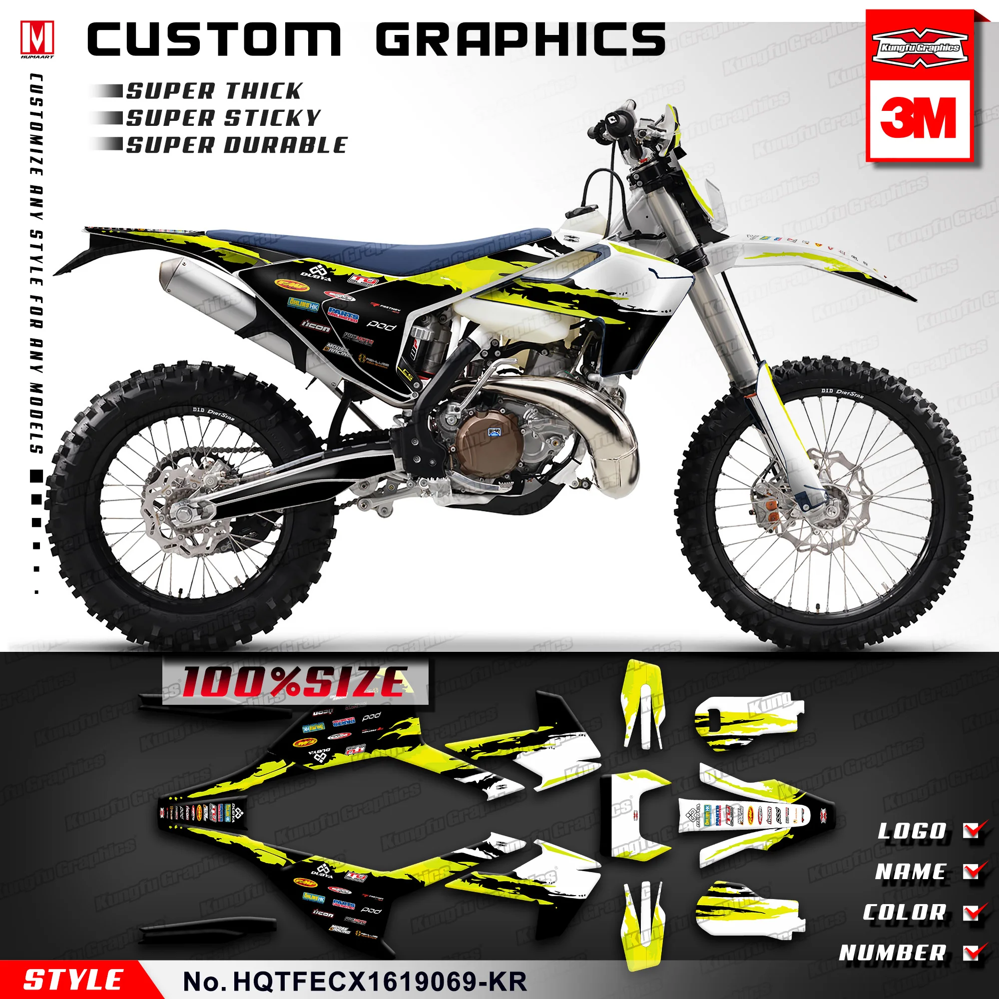 KUNGFU графика Dirt Bike наклейки уникальный дизайн для TE FE TX FX FS TC FC 125 150 250 300 350 450 501 2016 2017