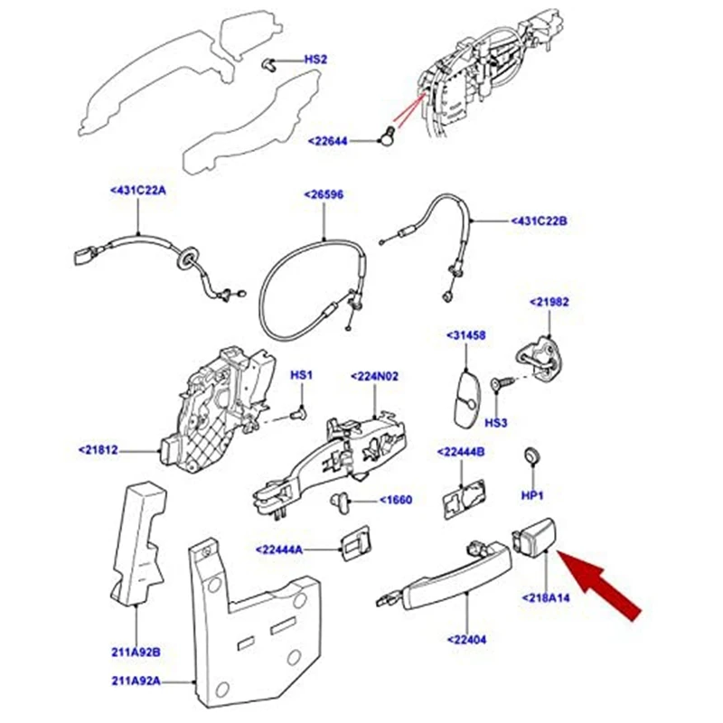 Ленд ровер как снять ручку двери Doors, locks and glass: External front door handle (Freelander 1, 1997-2006) L