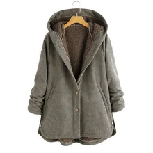 Veste à capuche à carreaux pour Femme, ample, boutons En velours, nouvelle collection automne et hiver