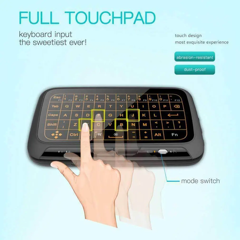 2 4GHz Mini Backlight Wireless Keyboard H18 USB Full Touchpad Screen Air Mouse Business Office Keyboard 3