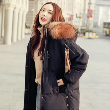 

Winter fashion brand good quality longer real duck down coat female real fur collar hooded warm coat down wq701 dropship