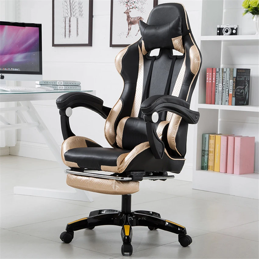  Adjustable Office Chair With Footrest Ergonomic High-Back Faux Leather Racing Style Reclining Compu