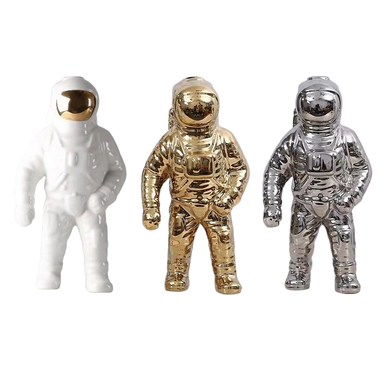 Modern Space Man Sculpture Astronaut Figurine Statue Fashion Creative Ceramic Cosmonaut Model Ornament Decors for Office Home