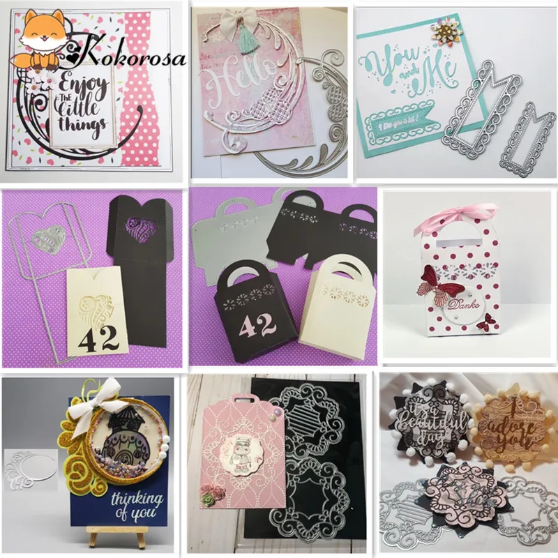 

Kokorosa Cutting Dies Metal Die Cuts Lace Frame Border Letter Envelop Box Die Scrapbooking Album Embossing Stencil Decor Dies