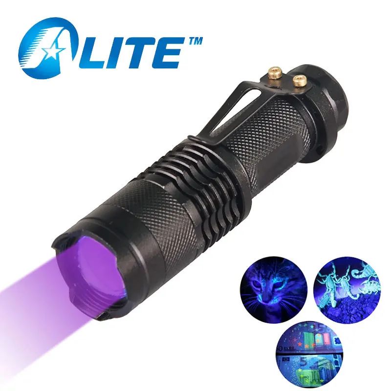 TMWT Мини Увеличить УФ фонарик Torch Light 365nm 395nm Ультрафиолетовый Blacklight лампы AA Батарея