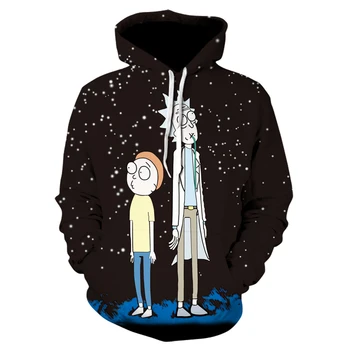 

Hooded men clothes 2019 New Fashion 3D Print Hoodies Cartoon black Rick And Morty Men/Women Autumn Winter Sweatshirt Pullover