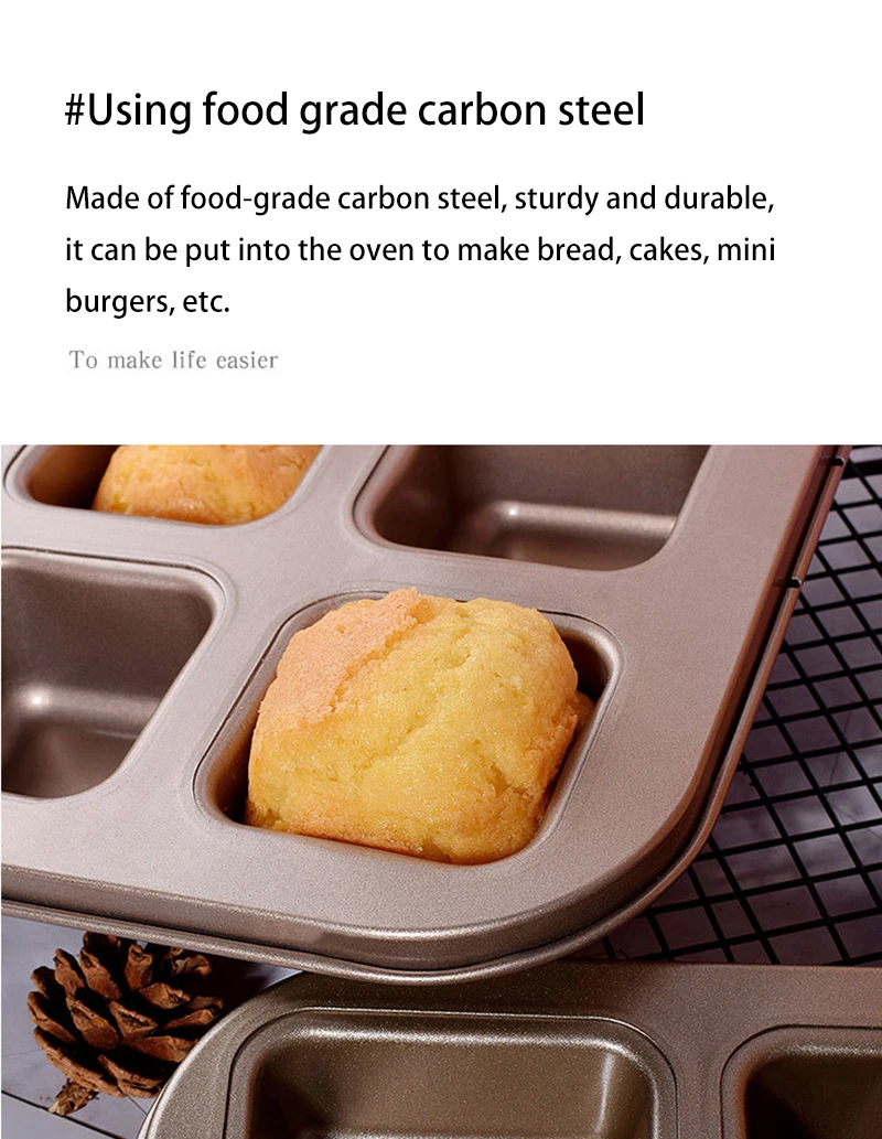Non-Stick 12/6 Cavity Square Muffin Cupcake Baking Pan – Carbon Steel Mini Cake Tray fo... - SKU MTP27305 - UGI Packaging