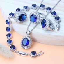 925 пробы, серебряные циркониевые наборы свадебных ювелирных изделий, свадебное ожерелье, ювелирные изделия, серьги, кулон, кольцо, браслет для женщин