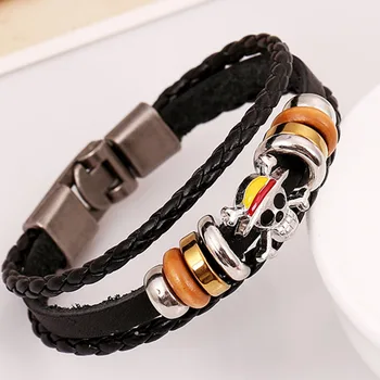 

Popular Monkey D Luff one piece Leather weave Bracelet Fashion Christmas Gift 20cm*1cm