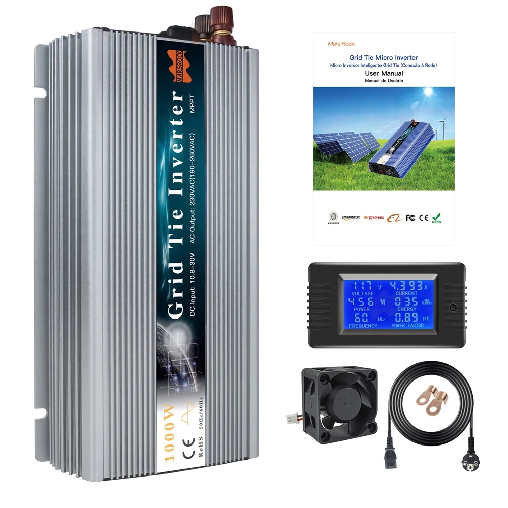 Mars Rock 1000W Micro Inverter Solar Power Grid Tie Mppt 10.5-50V Dc To Ac 90-140V O 190-260V Contatore Di Energia