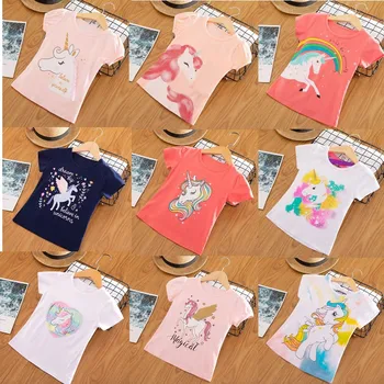 

Unisex Baby Summer T Shirt Unicorn Printed Rainbow Tops Tees Kids Children Casual Clothing Comfy T-shirt For Girls Boys Shirts