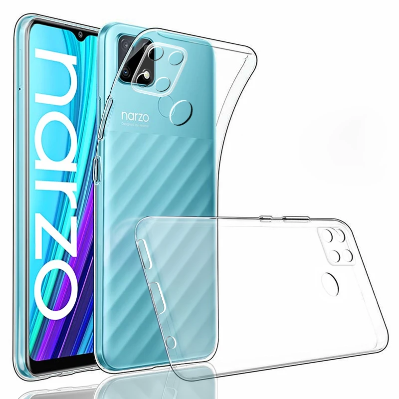 Прозрачный чехол для Realme Narzo 30A Coque Funda прозрачный тонкий из ТПУ с полным покрытием