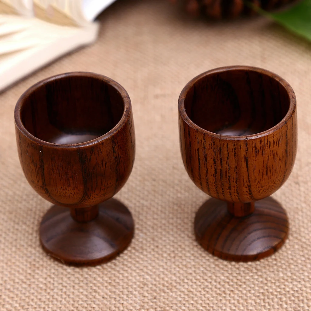 Wood Wooden Goblet Red Wine Cup Handmade Tea Cup Wedding Party Favor 7cm