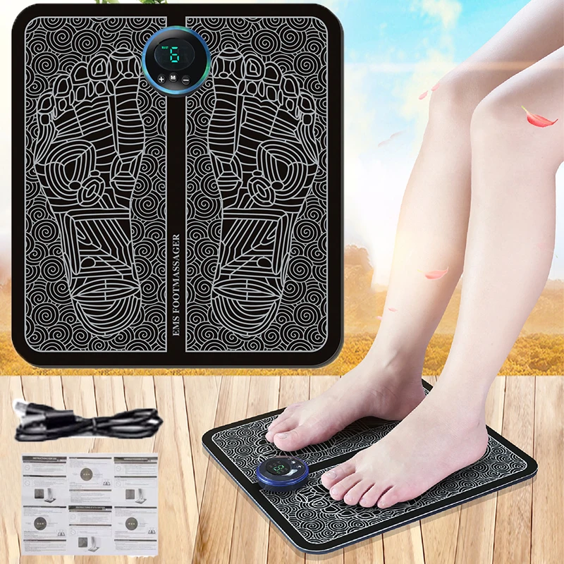 USB Rechargable Foot Massager LED Foot Massage Mat Electric EMS Feet