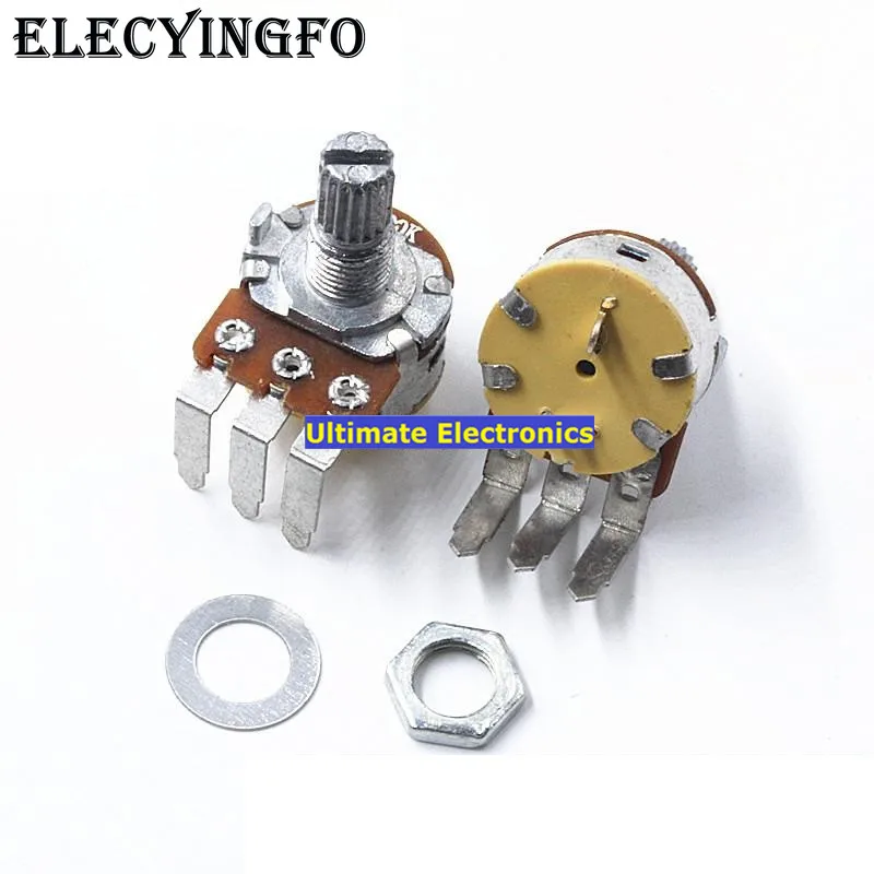 2pcs Potentiometer 148 type with switch B500K lamp dimming Speed potentiometer Bent feet | Электронные компоненты и