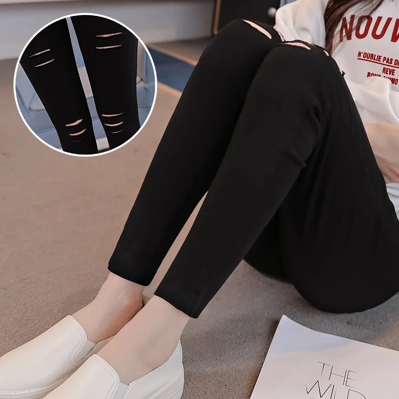 Maternity Ripped Hole pants Spring Summer High Elastic Waist   Pregnant Women Pregnancy Trousers leggings Belly Clothes Clothing 2