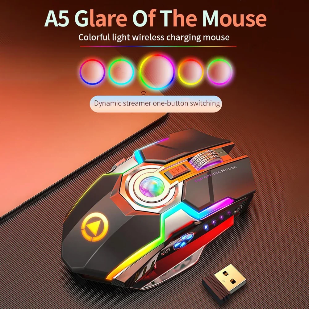 А5 эргономичная беспроводная RGB с подсветкой 7 кнопок 1600DPI игровая мышь для ПК
