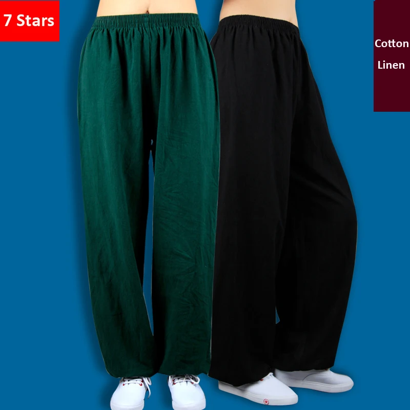 Breathable Cotton Linen Tai Chi Pants Chinese Martial Art KungFu Trousers Unisex Loose Taekwondo Judo Karate Yoga Sports Pants martial art trousers,tai chi trousers