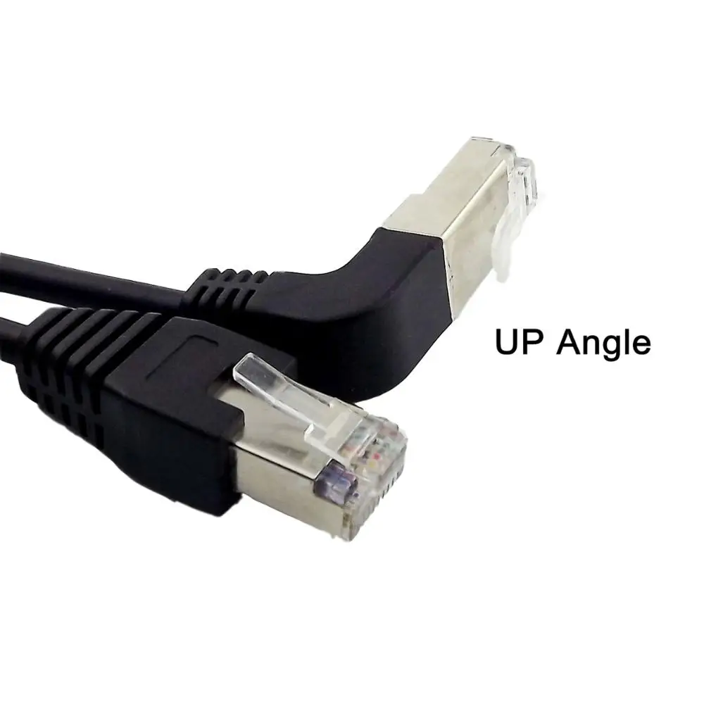 10x Lan Network Rj45 Male 90 Degree Up Angled Plug To Male Straight Plug Extension