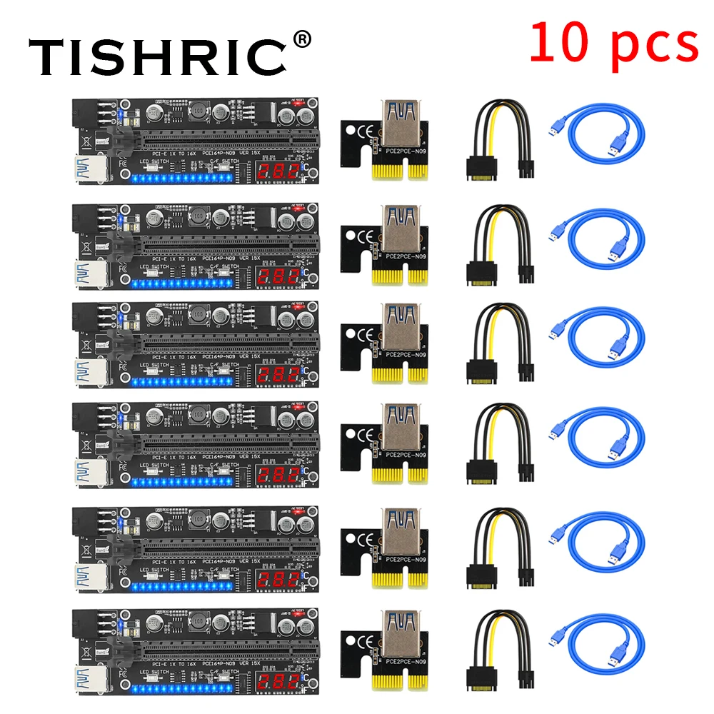 10PCS TISHRIC USB3.0 PCIE Riser Card PCI E X1 PCI Express X16 Extender ...