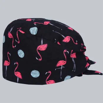 

Chic Flamingo Pattern Hat Practical Operating Room Hat Cotton Dust-proof Doctor Nurse Working Cap for Adults