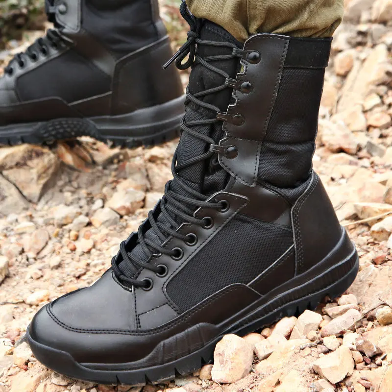 

Combat Boots Men's Brown Black And White with Pattern Wolf Breathable Combat Boots Army Fans 511 Desert Tactical Big Dumb Combat