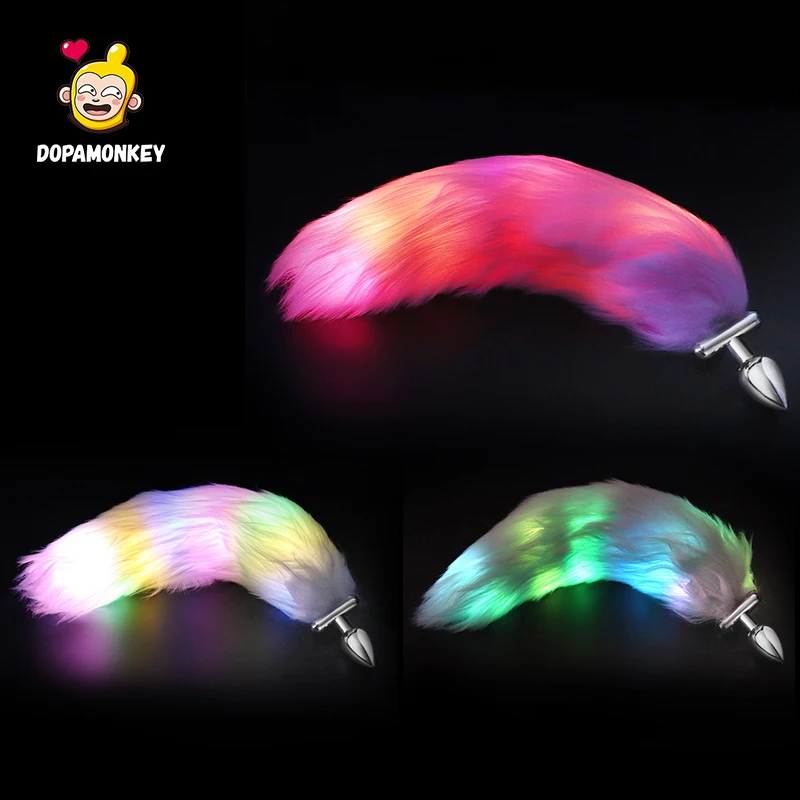 Анальная пробка DOPAMONKEY светодиодный ная лисий хвост для косплея с подсветильник