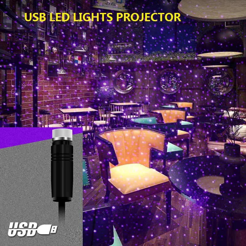New LED Romantic USB Star Projector Lights Blinking Lamp for Cars Home Bar Wedding Decorative Atmosphere Glow Party