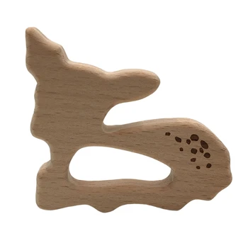 

Baby Teether Animal Deer Shaped Teething Nursing Natural Wooden Toy Organic Chew 24BE