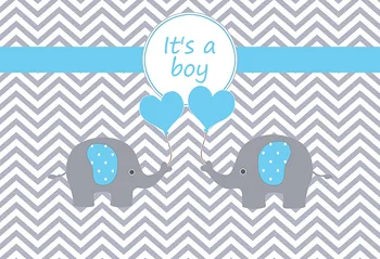

Elephants It's a boy chevron photo background vinyl Fotografia baby shower Photography backdrops for Photo Studio props lv-1041