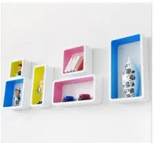 6 шт./лот декоративные настенные полки деревянная стена белая с красочными полками Современная 3D настенная наклейка корейские настенные полки - Цвет: Многоцветный