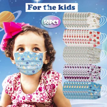 

50PC Face Mask for Kids Lovely Print Children's Mask Disposable Face Mask 3 Ply Ear Loop Filter Mouth Cover mascarilla infantil