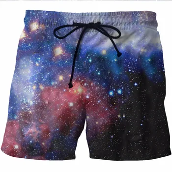 

Mens 3D Space Galaxy Print Beach Shorts Trunks 2018 Summer 3D Boardshorts Men Slim Fit Casual Quick Drying Shorts Masculino