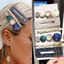 3PCS/Set Korean Acrylic Hair Clips For Women Hair Accessories Fashion Jewelry Simulated Pearl Hairpins Geometric Gold Barrettes
