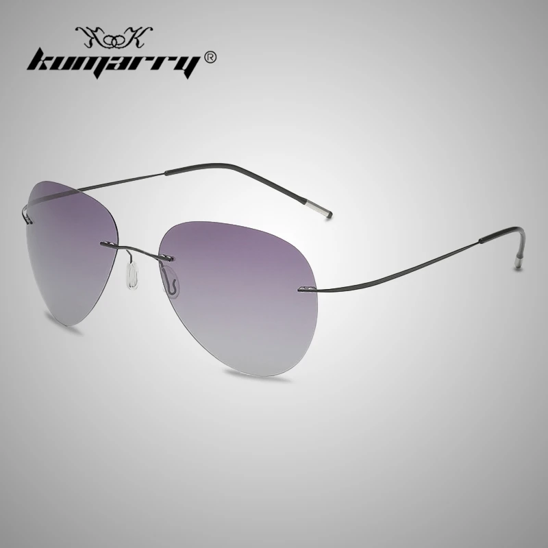 

KUMARRY Vintage Rimless Pilot Polarized Sunglasses Men's Lightweight Sun Glasses Titanium Folding Leg Driver's Sunglass UV400