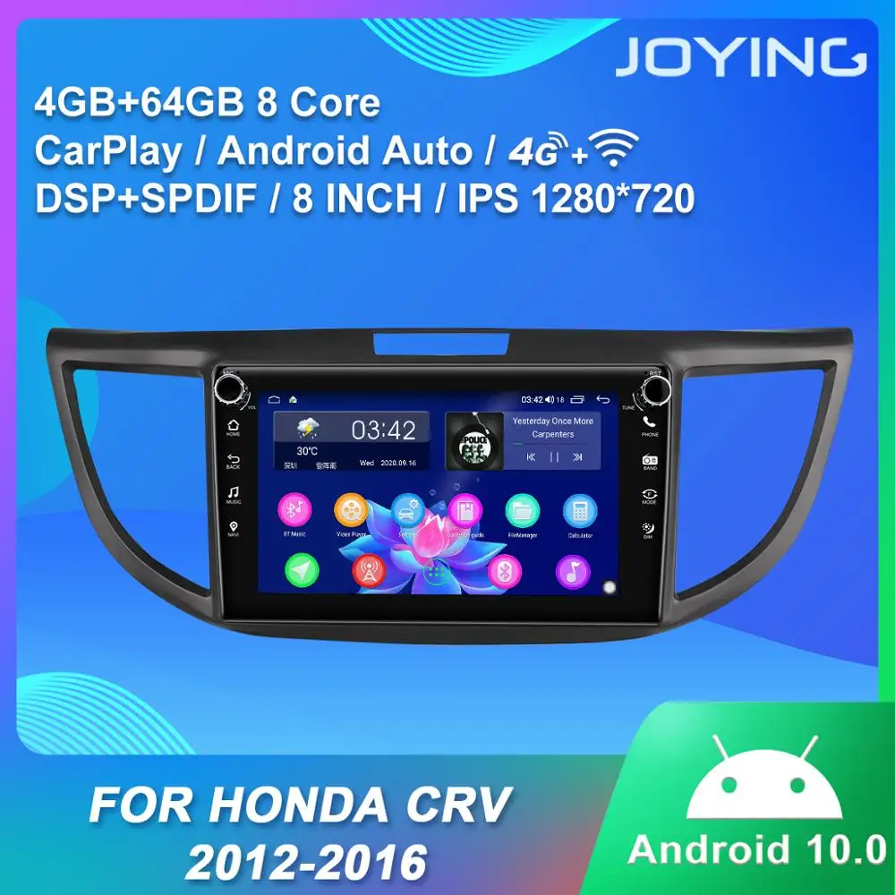 Android 10.0  4GB RAM car radio player stereo video player support reverse camera support 4G/Carplay for Honda CRV  2012-2016 BT
