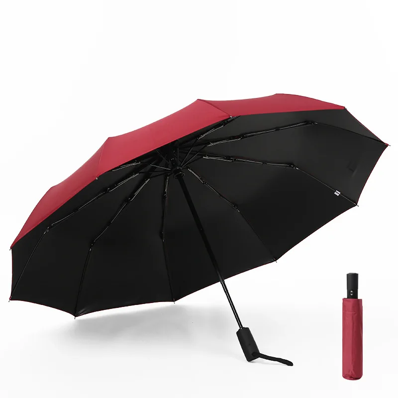 

Windproof Durable Travel Umbrella with Sunscreen Black Vinly Coating Compact Folding Umbrella for Men Women