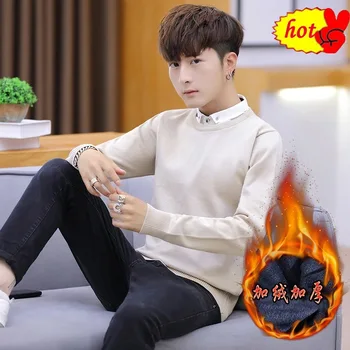 

Men 2020 Sweater New Arrival Streetwear Casual Turn-down Collar Print Spring Autumn Cotton Fashion Pullover