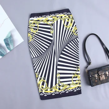 

Women's Pencil skirt 2019 New geometic line Print High Waist Slim Skirts Young Girl Summer Large Size Japan Female Falda