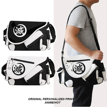 

Anime Demon Slayer/Kimetsu no Canvas Travelling One Shoulder Bag 36*11*26CM Unisex Cosplay Prop Halloween Free Shipping 2019New