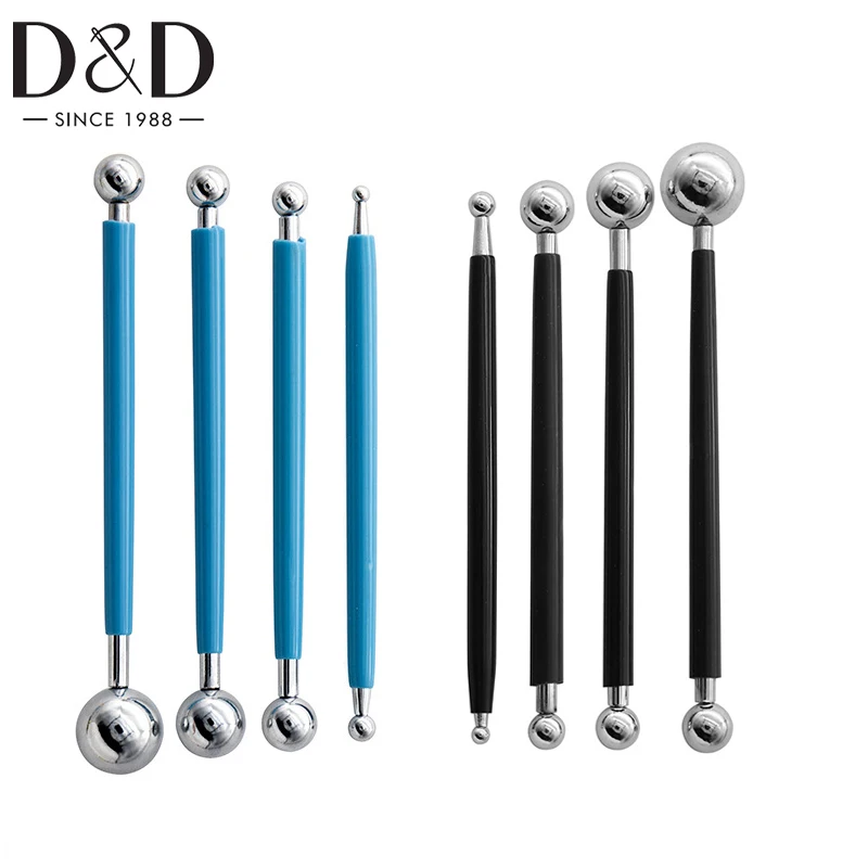4 Pieces Double-Ended Metal Ball Tools Stylus Clay Ceramics Polymer Pottery Sculpting Cake Decorating Modeling Tools by TheBigThumb 