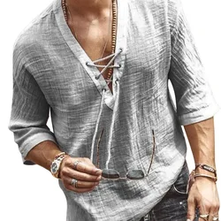 2021new shujin nova primavera verão dos homens camisa casual manga curta camisas de linho de algodão dos homens solto colarinho botão camisa de seda chemise