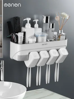 

Toothbrush Rack Free Punching Mouth Brushing Cup Wall-mounted Bathroom Wall-mounted Wall Hanging Tooth Storage Set