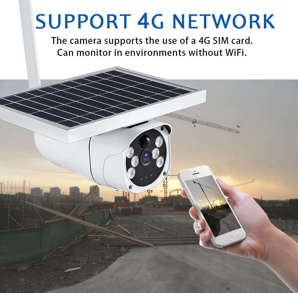 4G sim-карта ip-камера на солнечной батарейке 2MP Беспроводная охранная камера наблюдения IP67 водонепроницаемая наружная камера ИК ночного видения на солнечных батареях Ca